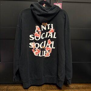 Anti Social Social Club Black Hoodie with Floral Accents